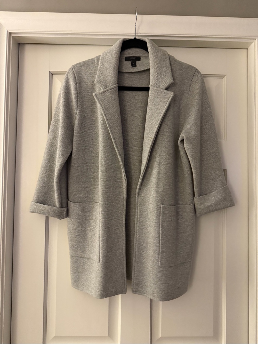 J. Crew Gray Open-Front Knit Blazer